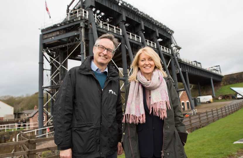 Esther with Richard Parry, CEO of the Canal and River Trust at the Anderton Boat Lift