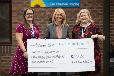 Esther, Karyn Johnson from East Cheshire Hospice and Emma Williams from Homes for Later Living